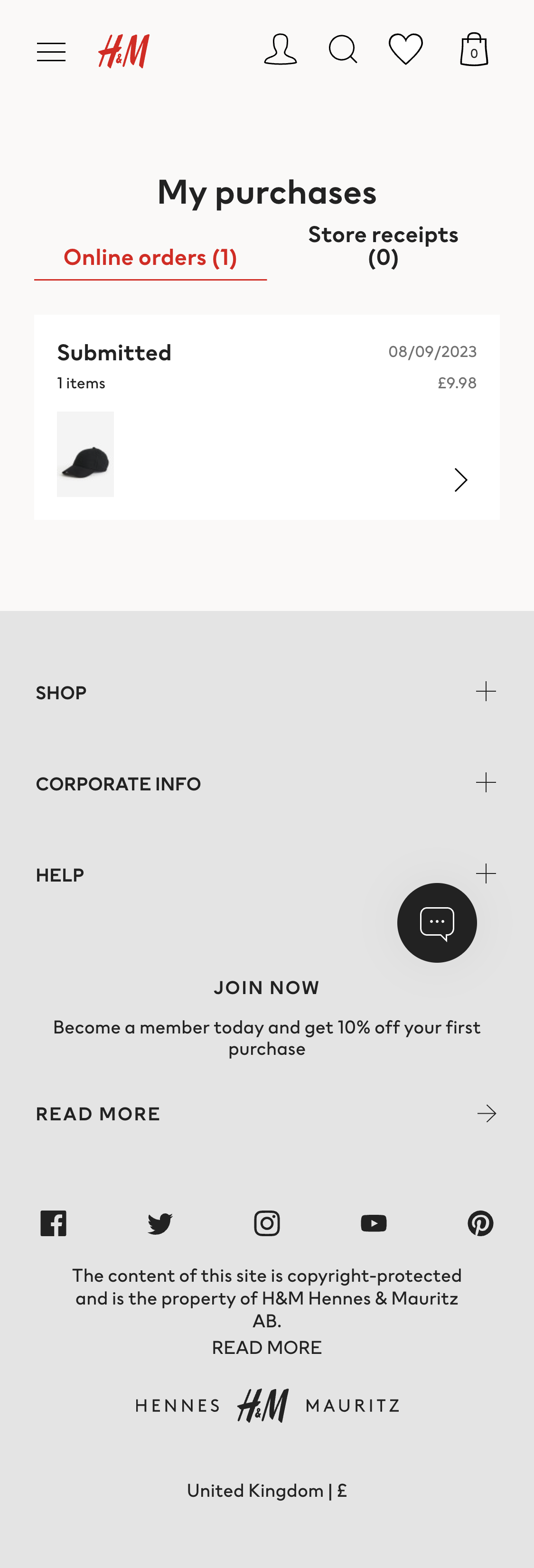 H&M’s Mobile Orders Overview 34 of 132 Orders Overview Examples Baymard Institute